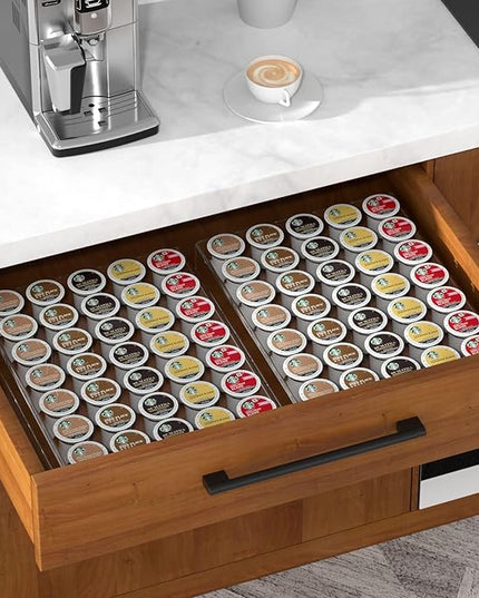 AITEE Acrylic K Cup Drawer Organizer, Clear K Cup Organizer Tray for Drawer or Countertop Storage,Hold 35 Coffee Capsules,K Cup Coffee Pod Holder for Office and Kitchen K Cup Storage (11.6x15.3Inches)