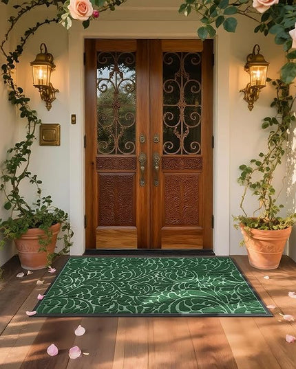 Yimobra Extra Large Door Mat 60x36, Waterproof Sturdy Outdoor Mats for Front Door, Heavy Duty Non-Slip Doormat for Garage Patio Entryway Indoor, Easy Clean, Green