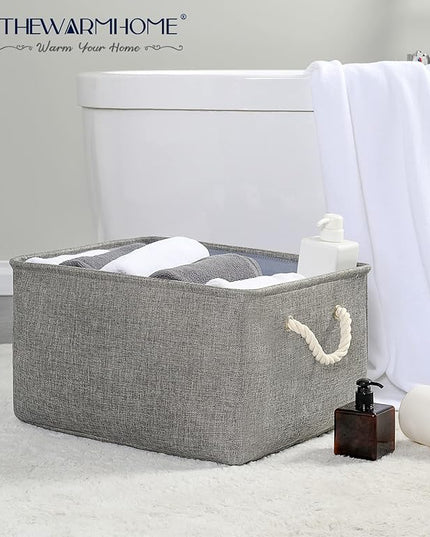 TheWarmHome Fabric Storage Bins Baskets for Organizing, Large Sturdy Storage Basket W/Handles, Decorative Foldable Storage Baskets for Shelves Closet Nursery Toy (X Large - 3 Pack 17.7L×13.8W×9.8H)