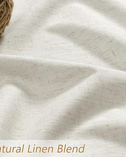 Guken Cream Linen Blackout Curtains 42 Inch Wide by 72 Inch for Living Room Bedroom Back Tab Thermal Insulated 100% Black Out Linen Drapes Room Darkening Window Curtains