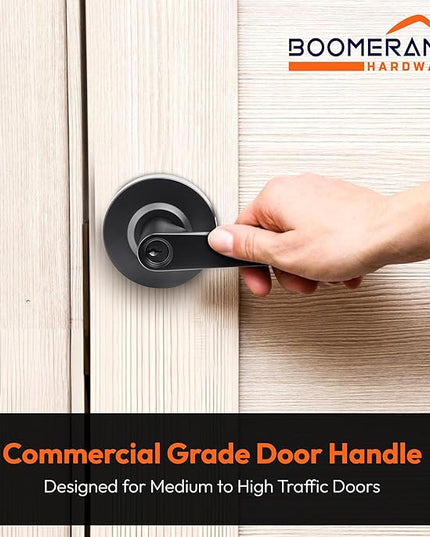 Boomerang Entry Function - ADA Commercial Door Lever Lock - Heavy-Duty Locking Door Handle, Cylindrical Lever Lock, Non-Handed Grade 2, Matte Black (US19), Entrance/Keylock