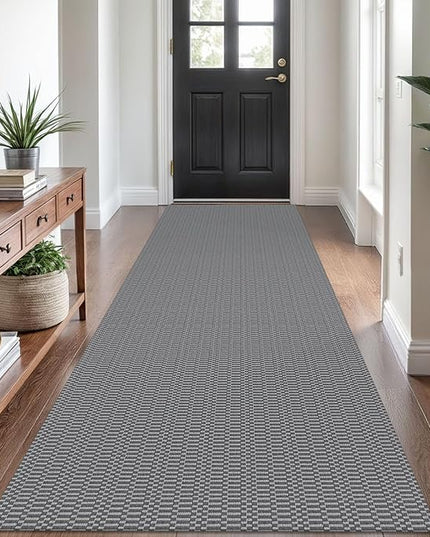 KOZYFLY Washable Runner Rug 3x8 ft Hallway Kitchen Runner Rugs with Rubber Backing Bobo Non Slip Entryway Runner Indoor, Carpet Runners for Hall Entryway Bedroom, Grey/Charcoal Grey