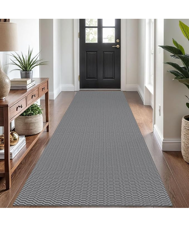 KOZYFLY Washable Runner Rug 3x8 ft Hallway Kitchen Runner Rugs with Rubber Backing Bobo Non Slip Entryway Runner Indoor, Carpet Runners for Hall Entryway Bedroom, Grey/Charcoal Grey