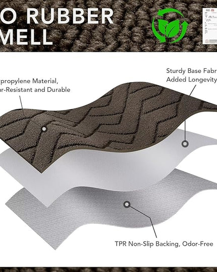 hicorfe Front Door Mat Outside Entrance,32"x40" Absorbent Muddy Dirt Resist Welcome Door Mats Outdoor Indoor,Stain and Fade Resistant,Non Slip Backing Entry Mat Doormat for Entryway(Latte)