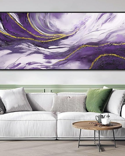 yiijeah Purple Wall Art - Abstract Canvas Wall Art Large Artwork for Living Room Purple and Gold Prints Decor Modern Wall Decor for Bedroom Office Picture Home Decor