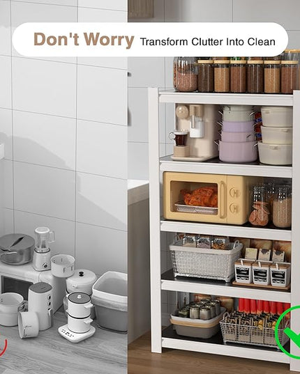 WORKPRO House 5-Tier Shelving Unit, 3000lbs Adjustable Storage Shelves, Boltless Book Shelf, Shelf Organizer for Kitchen, Living Room, Bathroom, Wood Grain Pattern, Waterproof Board, 24-1/10"W, White