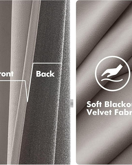 MIULEE Velvet Curtains Silver Light Grey Elegant Grommet Thermal Insulated Soundproof Room Darkening Curtains/Drapes for Classical Living Room Bedroom Decor 52 x 84 Inch Set of 2