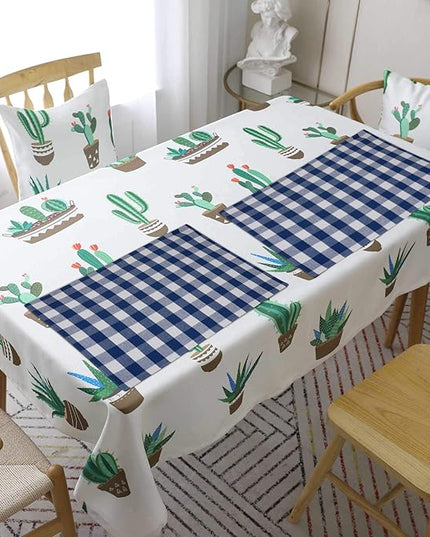 Urban VillaPlacemats for Dining Table 100% Cotton Placemats 14''x20'' Over Sized Tablemats Set of 6 Placemats Blue/White Buffalo Check Tablemats for Family Dinners Wedding PartiesPlacemats