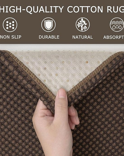 KOZYFLY Washable Area Rug 4x6 ft Non Slip Rubber Backed Living Room Rugs Braided Woven Cotton Kitchen Rugs Indoor Entryway Rug Floor Carpet for Dining Living Room Bedroom, Reddish Brown/Coffee