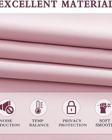 DONREN 108 Inches Length Rod Pocket Curtains - 2 Panel Blackout Thermal Insulated Drapes Curtains for Living Room Bedroom (Pink,52 X 108 Inch)