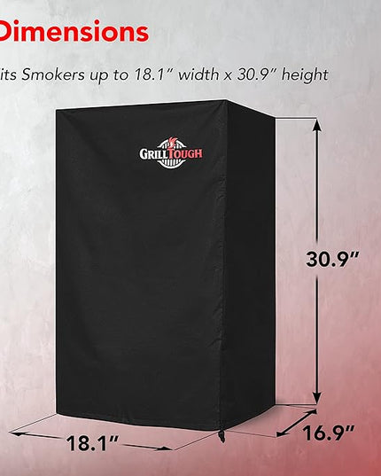 Heavy Duty Smoker Cover, 30 Inch – Waterproof, Weather Resistant, UV & Fade Resistant with Adjustable Straps – BBQ Cover for Flat Grill, Black