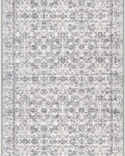 2x5 Washable Rug Grey Small Area Rug for Entryway, Soft Non-Slip Indoor Door Mat Distressed Floral Low-Pile Kitchen Rugs, Neutral Vintage Carpet for Entrance Bedside Farmhouse