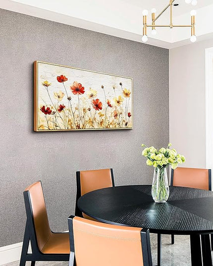 ERQINHUA Large Framed Canvas Wall Art For Living Room Wall Decoration For Bedroom Abstract Flower Painting Wood Frame Dining Room Decor Artwork Prints Modern Room Home Decor Ready To Hang 20"X40"