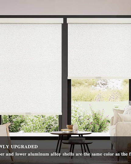 AOSKY Blackout Roller Shades Cordless Blinds for Windows, Free-Stop Shades with Valance, Thermal Insulated Fabric, UV Protection, Blinds for Home and Office (31" W x 72" H, Linen Beige