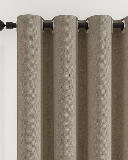 100% Blackout Curtains Thick Soft Curtain 2 Panels Set for Small Bedrooms/Children's Rooms, Linen-Look Textured Full Light Blocking Room Darkening Thermal Insulated Drapes (W52xL54, Taupe)