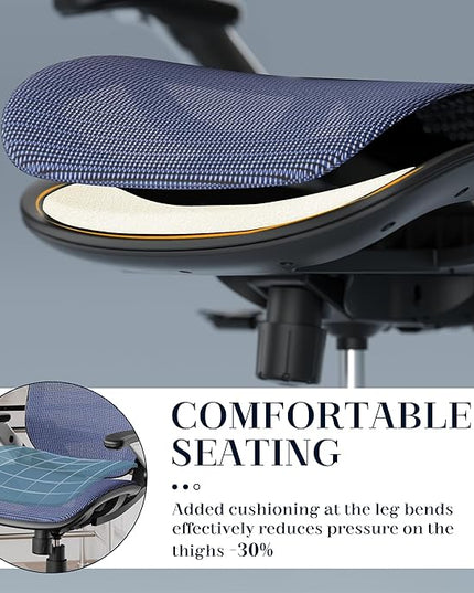 GABRYLLY Ergonomic Office Chair, High Back Mesh Desk Chair with Adjustable Headrest, Flip-Up Arms, 90-120° Tilt Lock, Lumbar Support and Comfy Seat, Swivel Computer Task Chair, Blue
