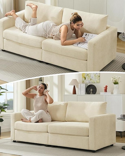 Tbfit Sectional Couch Loveseat, 79" Modern Comfy Sofa with Deep Seat, Removable Cover & Reversible Cushion, Beige