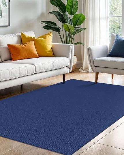 KOZYFLY Washable Area Rug 4x6 Ft Rubber Backed Rugs for Entryway Bedroom Throw Rugs Boho Entry Rug, Cotton Braided Floor Carpet for Dining Room Living Room, Royal Blue