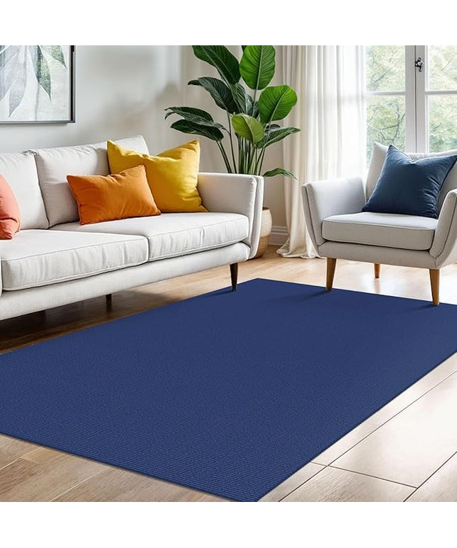 KOZYFLY Washable Area Rug 4x6 Ft Rubber Backed Rugs for Entryway Bedroom Throw Rugs Boho Entry Rug, Cotton Braided Floor Carpet for Dining Room Living Room, Royal Blue
