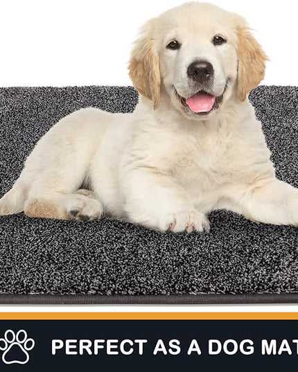 PURRUGS Dirt Trapping Door Mat 31.5" x 47", Non-Slip Machine Washable Entry Rug, Shoe Scraper, Dog Doormat, Super Absorbent Welcome Mat for Front & Back Door, Muddy Shoes & Paws,Light Grey-Dark Grey