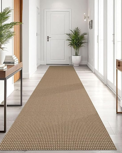 KOZYFLY Boho Runners for Hallways 3x10 ft Washable Kitchen Runner Non Slip Rubber Backed Hallway Rugs Cotton Entryway Runner Rug Floor Carpet for Indoor Hall, Backdoor, Kitchen, Tan/Orange/Brown