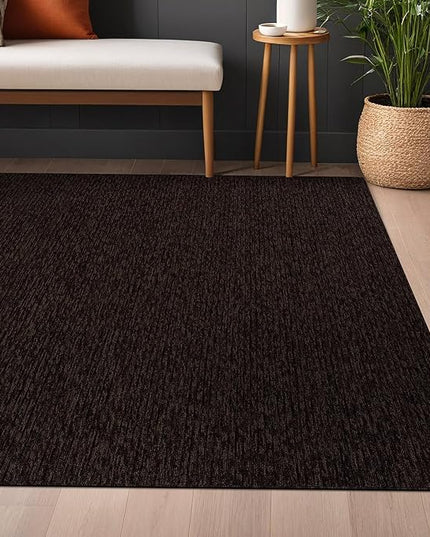Beverly Rug Non-Slip Modern Rug 3x5 Solid Traditional Rubber Backing Machine Washable Soft Thin Indoor Area Rugs for Living Room Stain Resistant Non Shedding Casual Carpet (3 x 5 Brown)