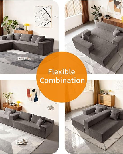 103.54'' Sectional Sofa, Raindrop Velvet Fabric L Shaped Sofa, 4 Seat Modern L Shape Couch with 2 Pillows Right Hand Lounge for Living Room, Office