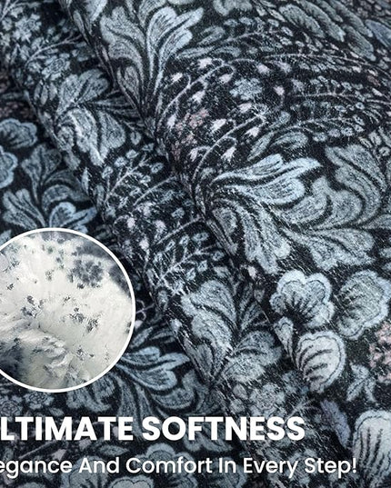 2x3 Washable Rug Soft Area Rug for Entryway, Navy Blue Black Non-Slip Indoor Door Mat Boho Low-Pile Kitchen Rugs, Floor Modern Carpet for Entrance Kitchen Bedside Farmhouse