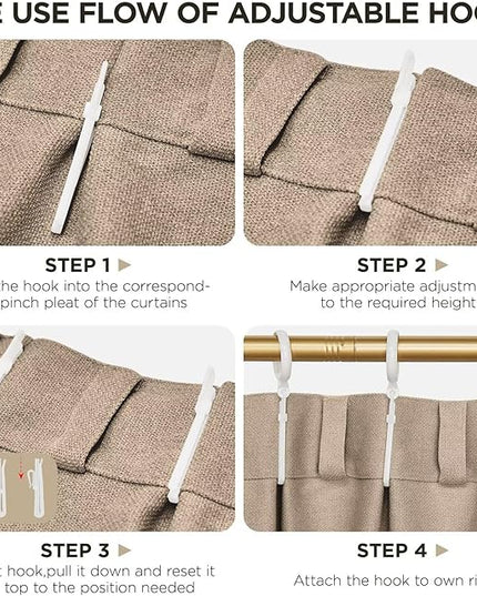 Joydeco Thick Linen Pinch Pleated Curtains 90 Inch Long 2 Panel Set for Living Room, Double-Faced Curtain for Bedroom, Back Tab Blackout Drapes with Adjustable Hooks (40”W x90”L, Thick Linen)