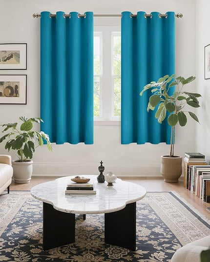 YoungsTex Teal Blue Blackout Curtains for Bedroom 63 Inch Length - Thermal Insulated Drapes with Grommet Room Darkening Privacy for Living Room, 2 Panels, 52 x 63 Inch