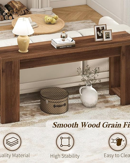 71" Extra Long Console Table, Wood Farmhouse Entryway Table, Plank and Beam Console Tables for Living Room, Entry, Entrance, Behind Couch, Hallway, Foyer, Narrow Sofa Tables for Front Doo
