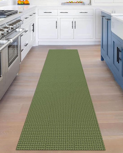 KOZYFLY Runners for Hallways 2x8 ft Washable Kitchen Runner Non Slip Rubber Backed Hall Runners Cotton Entryway Runner Rugs Floor Carpet for Indoor Backdoor Bedroom Kitchen, Bright Green/Earthy Green