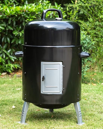 Sophia & William 17" Vertical Charcoal Smoker Grills with Two-Tier Grates, Heavy-Duty Integral Chamber and Tunnel Ventilation System for BBQ, Patio, Outdoor Camping(Black)
