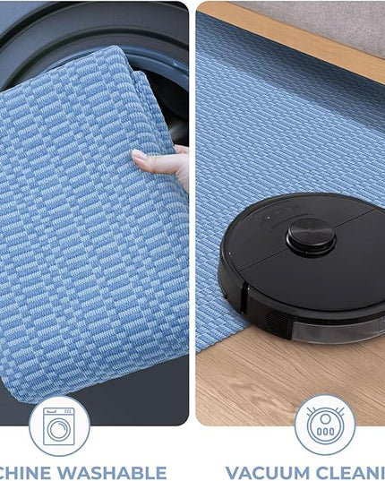 KOZYFLY Washable Runner Rug 2x8 Ft Runners for Hallway Rubber Backed Kitchen Runner Rugs Braided Cotton Entryway Runner Indoor, Carpet Runners for Hallway Entryway Bedroom, Blue
