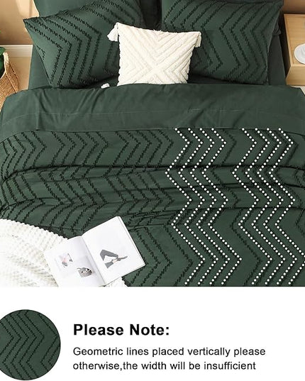 Litanika Forest Green California King Size Comforter Set with Sheets - 7 Pieces Bed in a Bag King Boho Tufted Complete Beddding Sets with Comforter, Sheets, Pillowcases & Shams