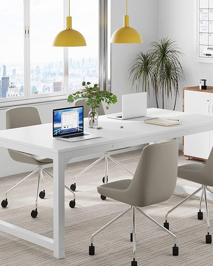 Tribesigns Modern Computer Desk, 63 x 31.5 inch Large Executive Office Desk Computer Table Study Writing Desk Workstation for Home Office, Spliced Desktop, White