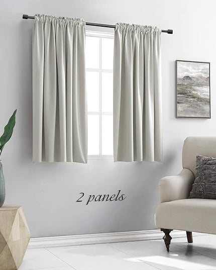 DONREN 54 Inch Bedroom Curtains Panels - Light Gray Blackout Curtains All Season Thermal Insulated Rod Pocket Panels for Living Room,2 Panels