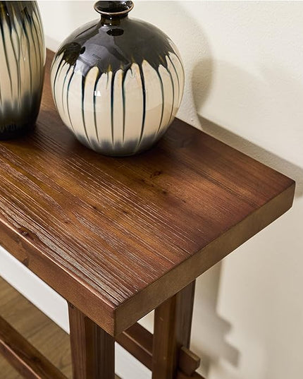 Kmax Entryway Table, 59 inchs Wood Farmhouse Console Table Boho Hallway Table Rustic Couch Table Behind Sofa for Outdoor Entrance Living Room - Walnut