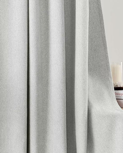 Joydeco Light Filtering Curtains 72 Inch Length for Bedroom, Faux Linen Curtains 72 Inches Long for Living Room, Pinch Pleat Curtains for Living Room 72 Inch Length(52x72 inch, Greyish White)