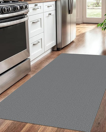 KOZYFLY Washable Entryway Rug 3x5 Ft Area Rugs Cotton Rubber Backed Throw Rugs Indoor Door Mat Kitchen Rugs Braided Floor Carpet for Front Entrance Kitchen Living Room, Grey