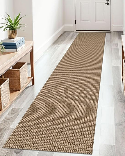 KOZYFLY Boho Runners for Hallways 2x10 ft Washable Kitchen Runner Non Slip Rubber Backed Hallway Rugs Cotton Entryway Runner Rug Floor Carpet for Indoor Hall, Backdoor, Kitchen, Tan/Orange/Brown