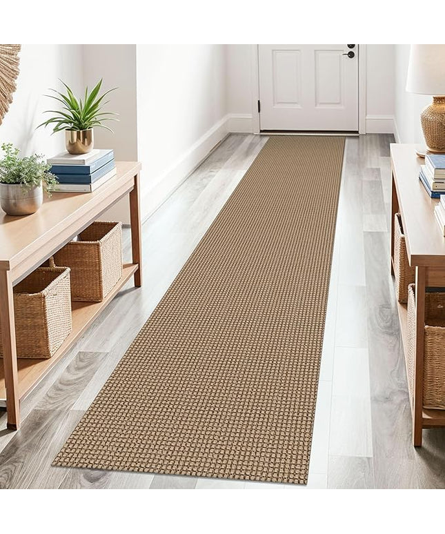 KOZYFLY Boho Runners for Hallways 2x10 ft Washable Kitchen Runner Non Slip Rubber Backed Hallway Rugs Cotton Entryway Runner Rug Floor Carpet for Indoor Hall, Backdoor, Kitchen, Tan/Orange/Brown