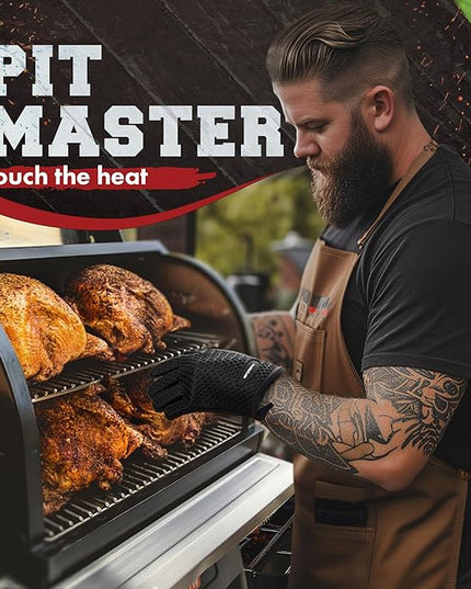 KITCHEN PERFECTION Silicone Smoker Oven Gloves -Extreme Heat Resistant BBQ Gloves -Handle Hot Food Right on Your Smoker Grill Fryer Pit|Waterproof Oven Mitts Grill Gloves |Superior Value Set+3 Bonuses
