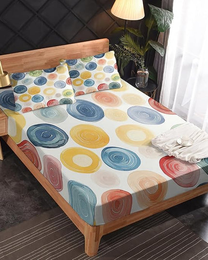 Polka Dot Sheets California King Sheet Sets - Polka Dot Decorations, Geometric Bed Sheets & Bedroom Decor, Soft Breathable Microfiber Deep Pocket Patterned Bedding Sheets & Pillowcases