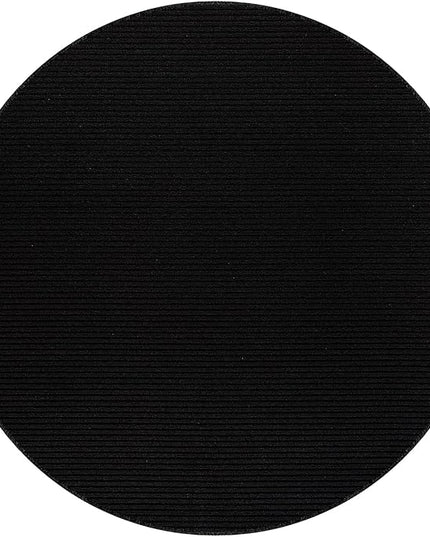 Beverly Rug Non-Slip Modern Rug 6 Round Solid Traditional Rubber Backing Machine Washable Soft Thin Indoor Area Rugs for Living Room Stain Resistant Non Shedding Casual Carpet (6 Round Black)