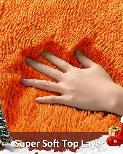 Ophanie Soft Fluffy Shaggy Rugs for Bedroom Living Room Dorm Nursery Home Decor Aesthetic,Color Orange, Size 4' Round