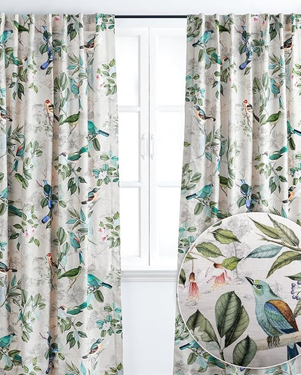 Maison d' Hermine Curtains for Living Room 100% Cotton 124 inch Length Two Panels Light Filtering Curtains for Bedroom Windows with Rod and Loop Pockets Drapes (Solstice Beige, 50" W x 124" L)