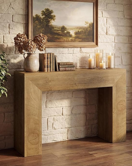 Tribesigns 43.3" Entryway Console Table, Farmhouse Wooden Sofa Table Behind Couch, Modern Small Accent Console with Fluted Design for Living Room Hallway Entrance Foyer, Brown