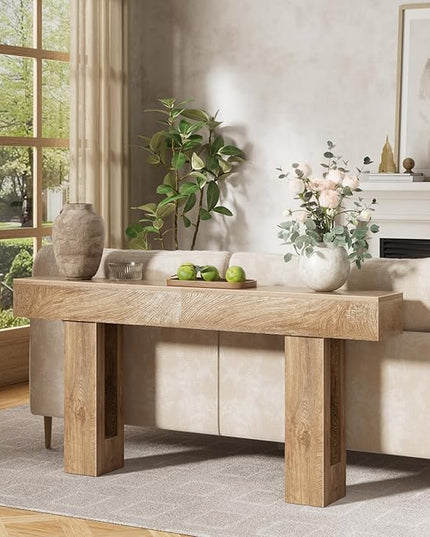 70 inch Long Console Table for Entryway - Wood Farmhouse Sofa Tables Behind Couch for Living Room Rustic 10 inch Deep Hallway Entry Way Table Home Decor
