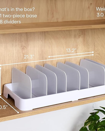 YouCopia StoraLid Expandable Food Container Lid Organizer with Tall Dividers, 40 Lid, Premium Edition